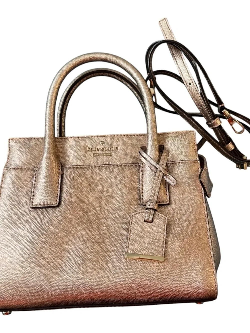 kate spade Rose Gold Metallic Leather Top-Handle Satchel